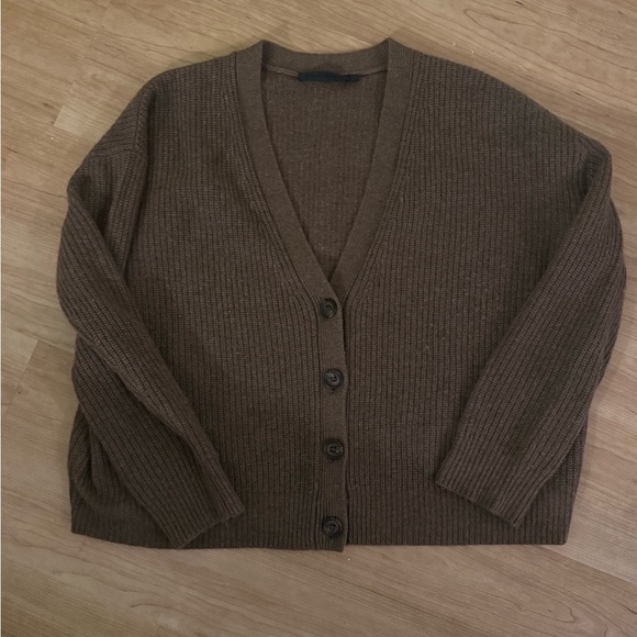 Jenni Kayne Cropped Cashmere Cocoon Brown Ribbed Cardigan-M! Host pick! - Picture 2 of 8